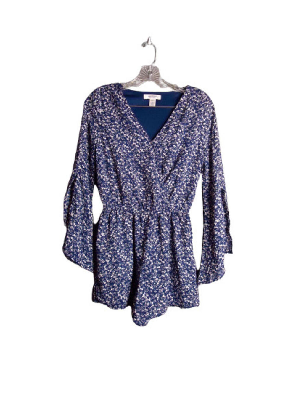 Arizona Jean Co Romper Women's Size XS Navy Blue White Floral Print
